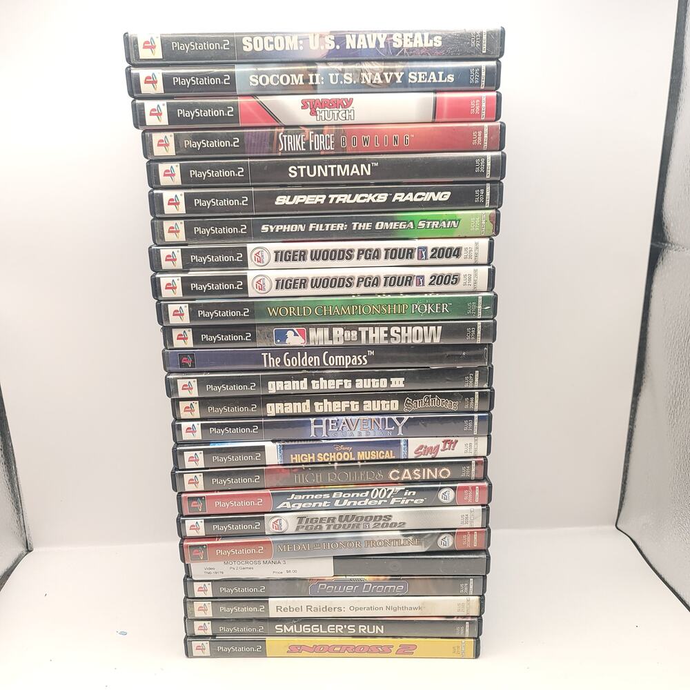 Playstation 2 Lot of 25 Socom Stuntman Grand Theft Auto 007 Syphon Filter